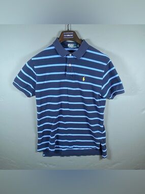 Polo By Ralph Lauren Mens Size L Blue Short Sleeved Polo Shirt 100 % Cotton